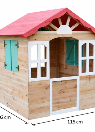 Dječija drvena kućica za igru na otvorenom KINDER HOME - za dvorište i baštu, 115×102×129 cm