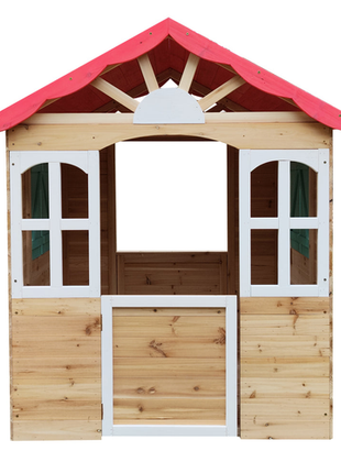 Dječija drvena kućica za igru na otvorenom KINDER HOME - za dvorište i baštu, 115×102×129 cm