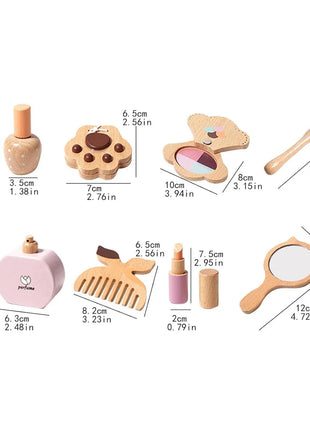 Dječiji drveni kozmetički set GINGER HOME, šminka za igru uloga, torbica, Montessori