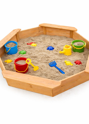 Kinder Home Drveni pješčanik sa sjedištima 134,5×134,5cm