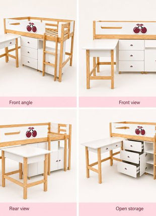 Kinder Home Dječiji krevet Cherry sa policama i radnim stolom - 200x90cm