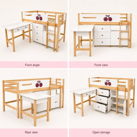 Kinder Home Dječiji krevet Cherry sa policama i radnim stolom - 200x90cm