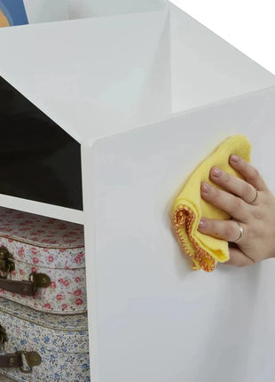 Dječija polica za igračke i knjige, kućica sa policama i tablom za crtanje, Montesori, bijela