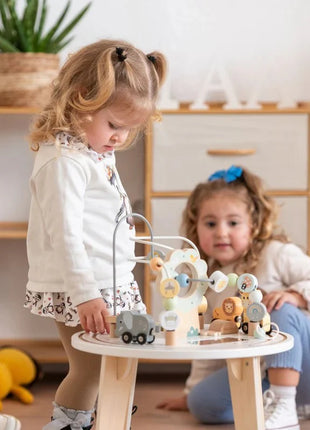 Dječiji drveni edukativni sto sa lavirintom i perlicama KINDER HOME