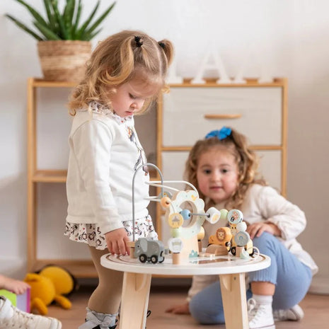 Dječiji drveni edukativni sto sa lavirintom i perlicama KINDER HOME