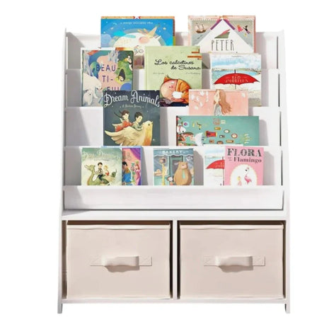 Dječiji drveni organizator 2 u 1 – polica za knjige i kutije za odlaganje igračaka