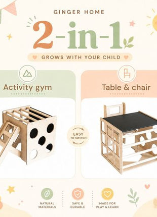 Kinder Home Montessori set 2U1 - Dječiji sto sa penjalicom i stolicom